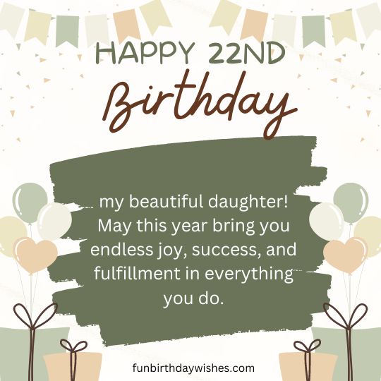 22nd Birthday Wishes For Daughter