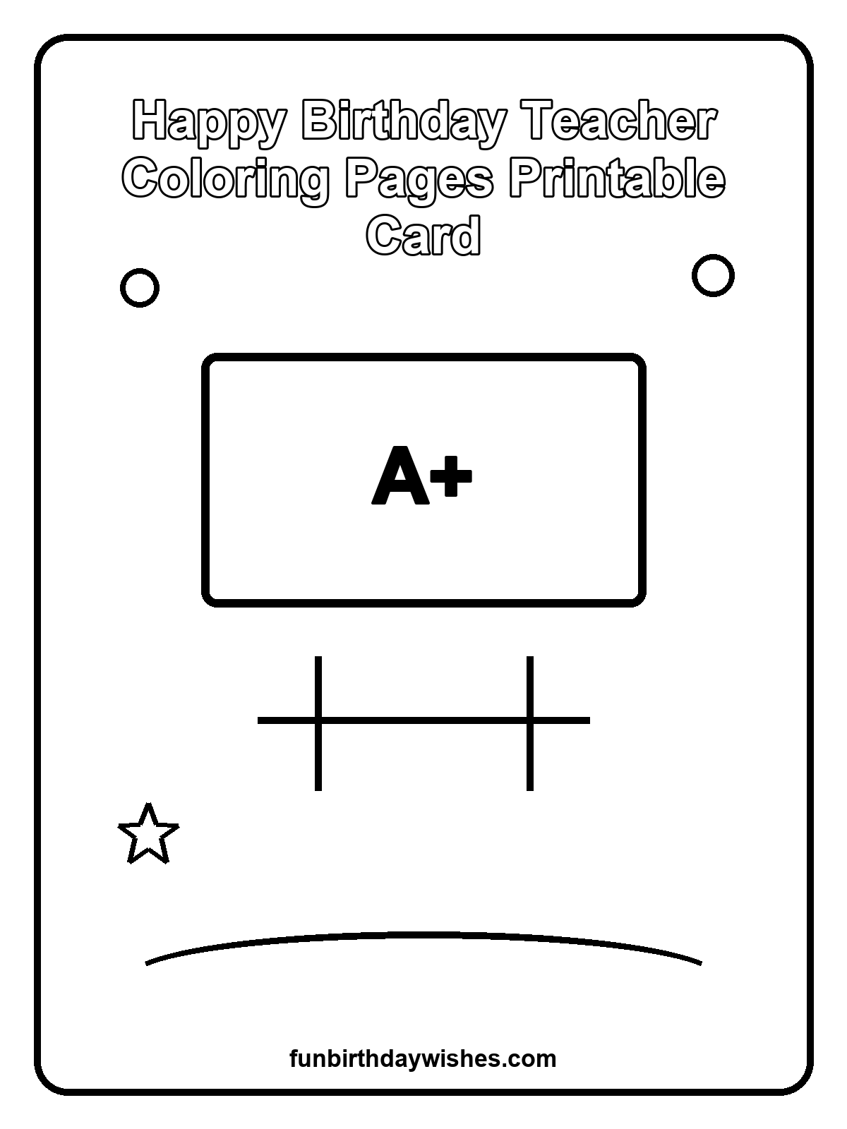 Happy Birthday Teacher Coloring Pages Printable Card