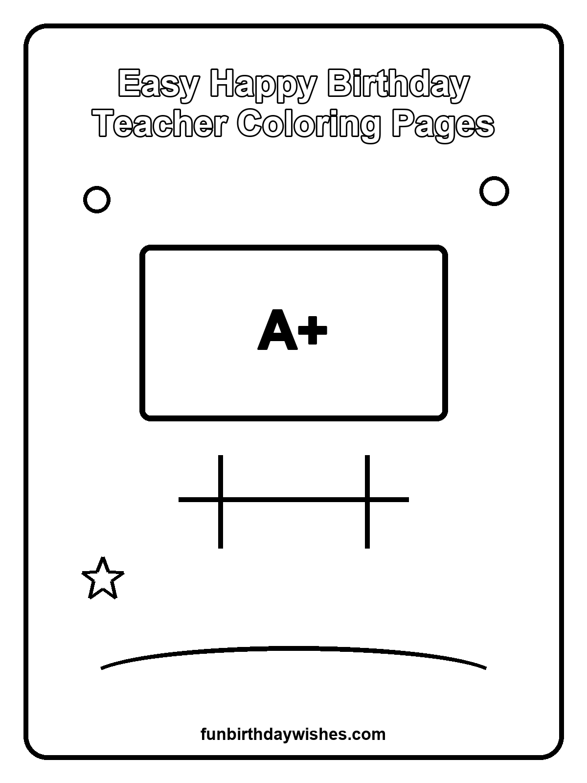 Easy Happy Birthday Teacher Coloring Pages