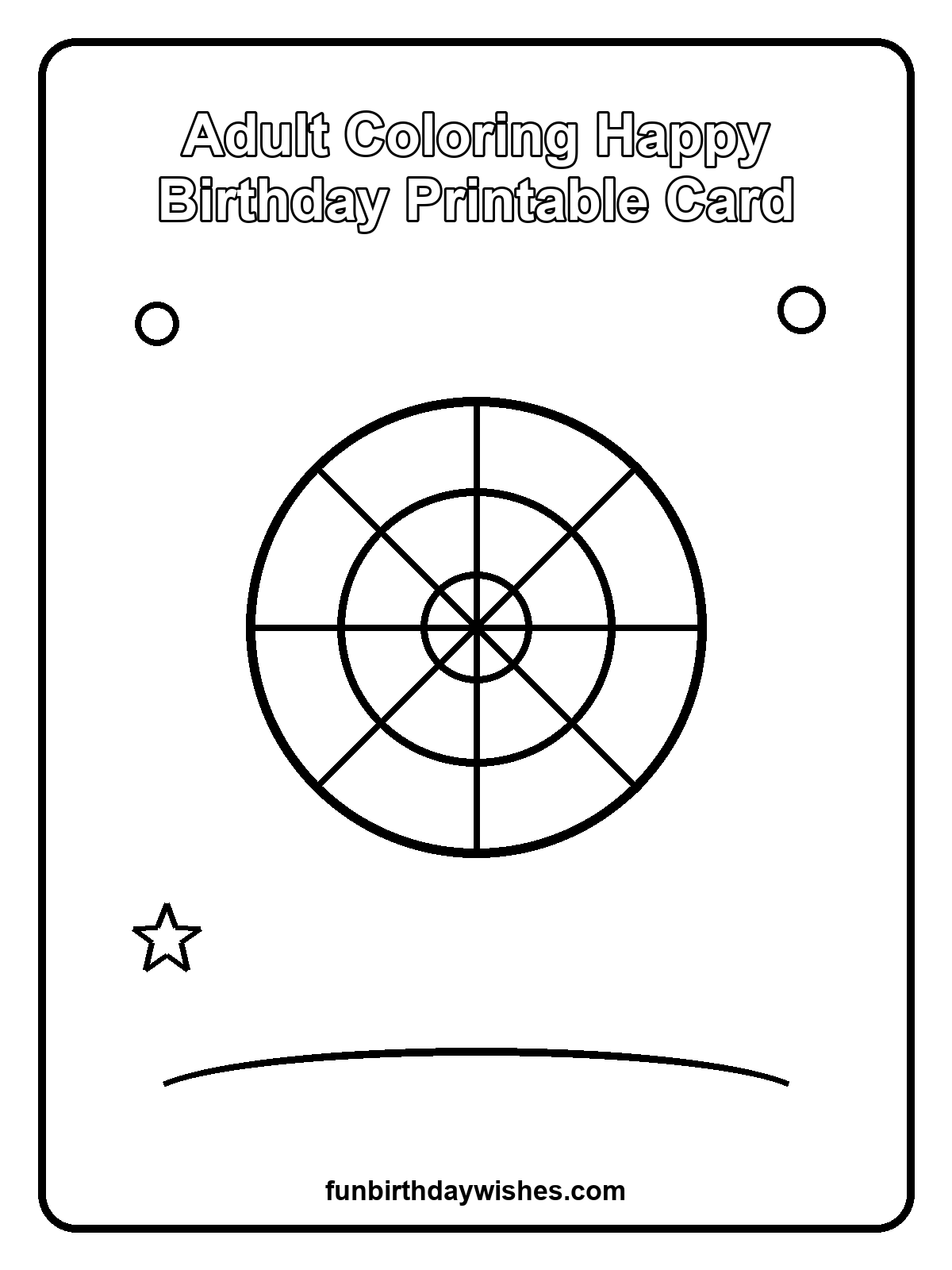 Adult Coloring Happy Birthday Printable Card