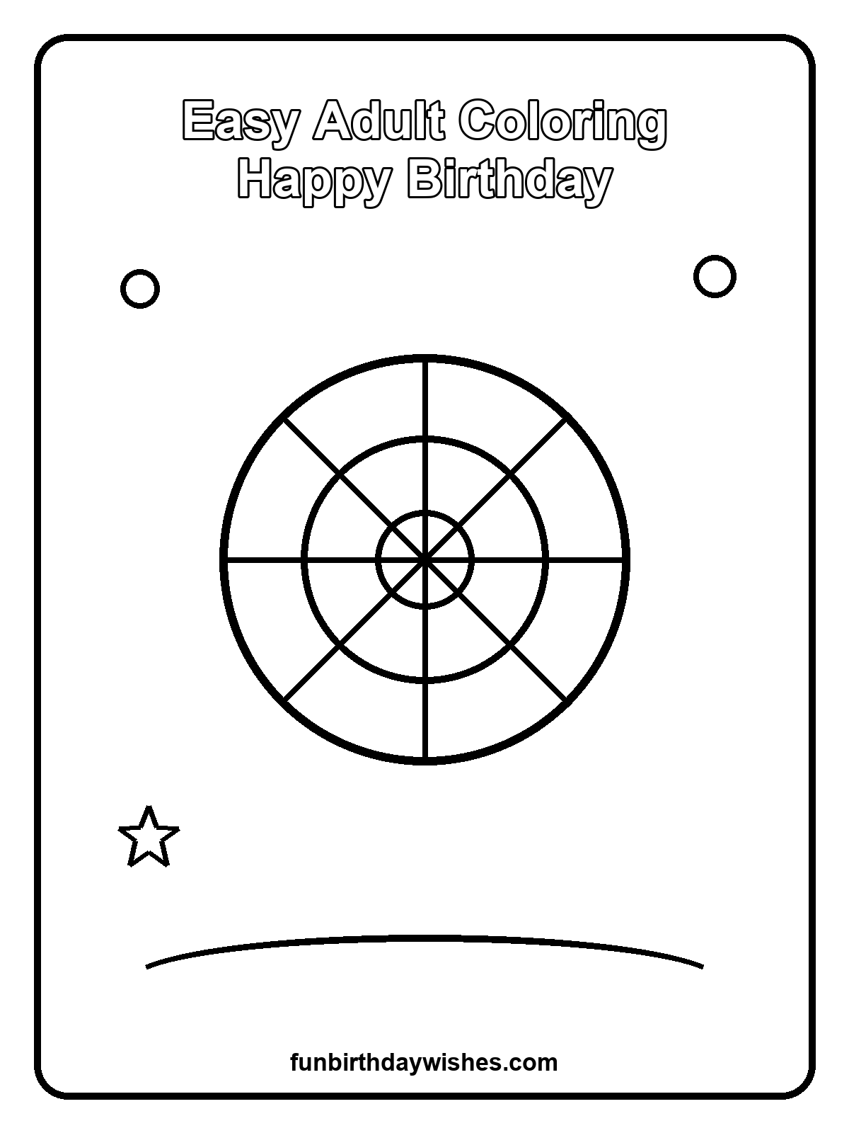 Easy Adult Coloring Happy Birthday