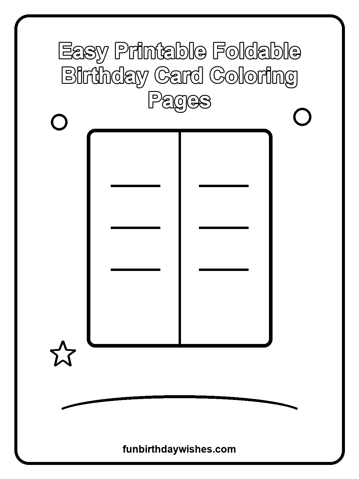 Easy Printable Foldable Birthday Card Coloring Pages