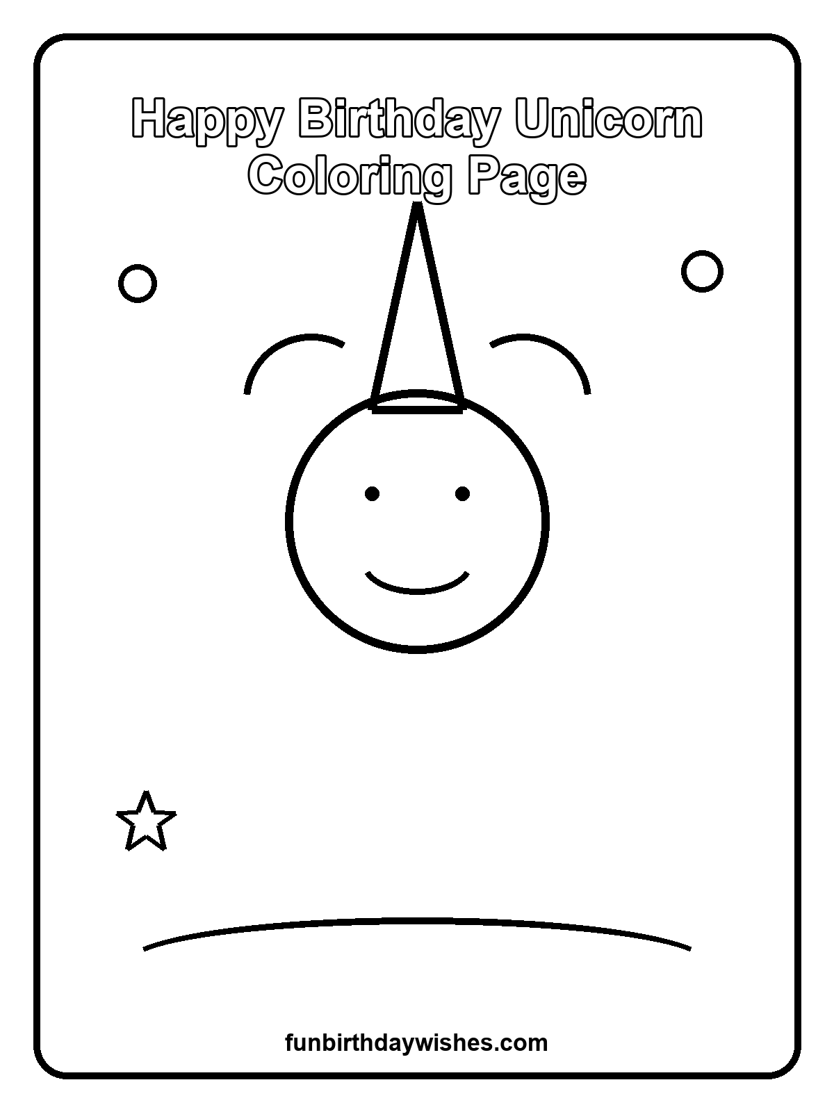 Happy Birthday Unicorn Coloring Page