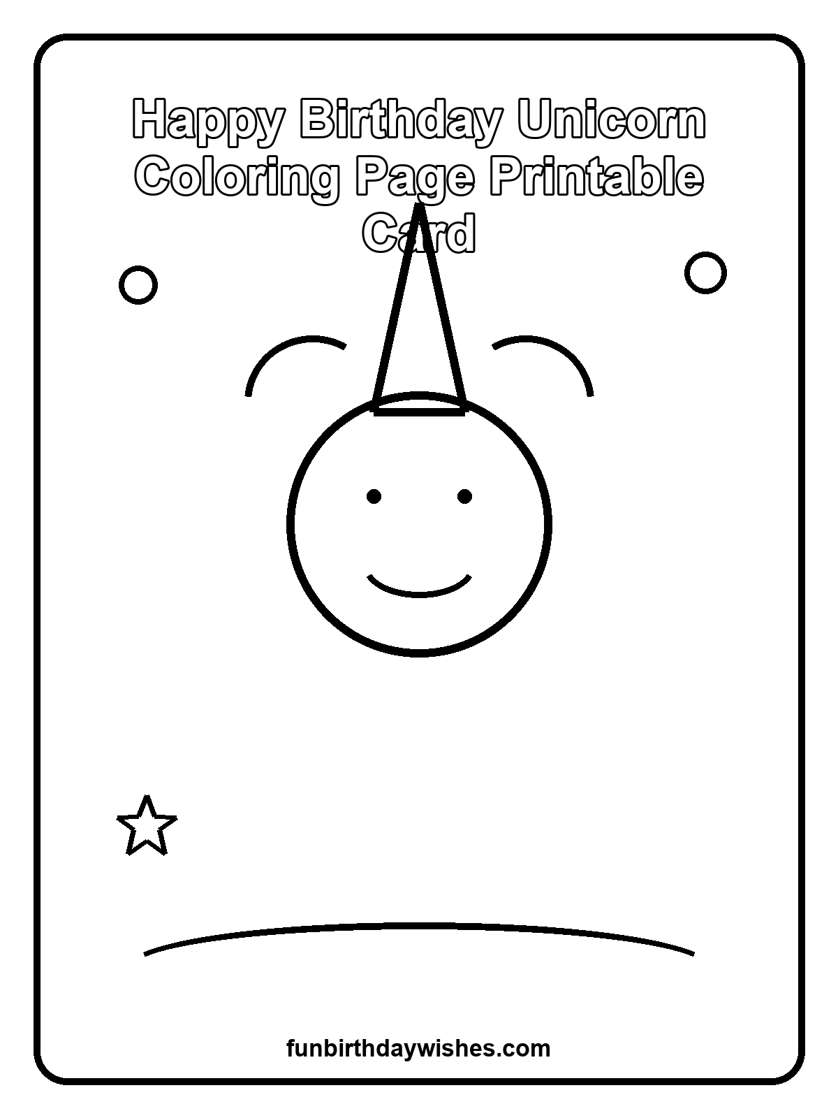 Happy Birthday Unicorn Coloring Page Printable Card