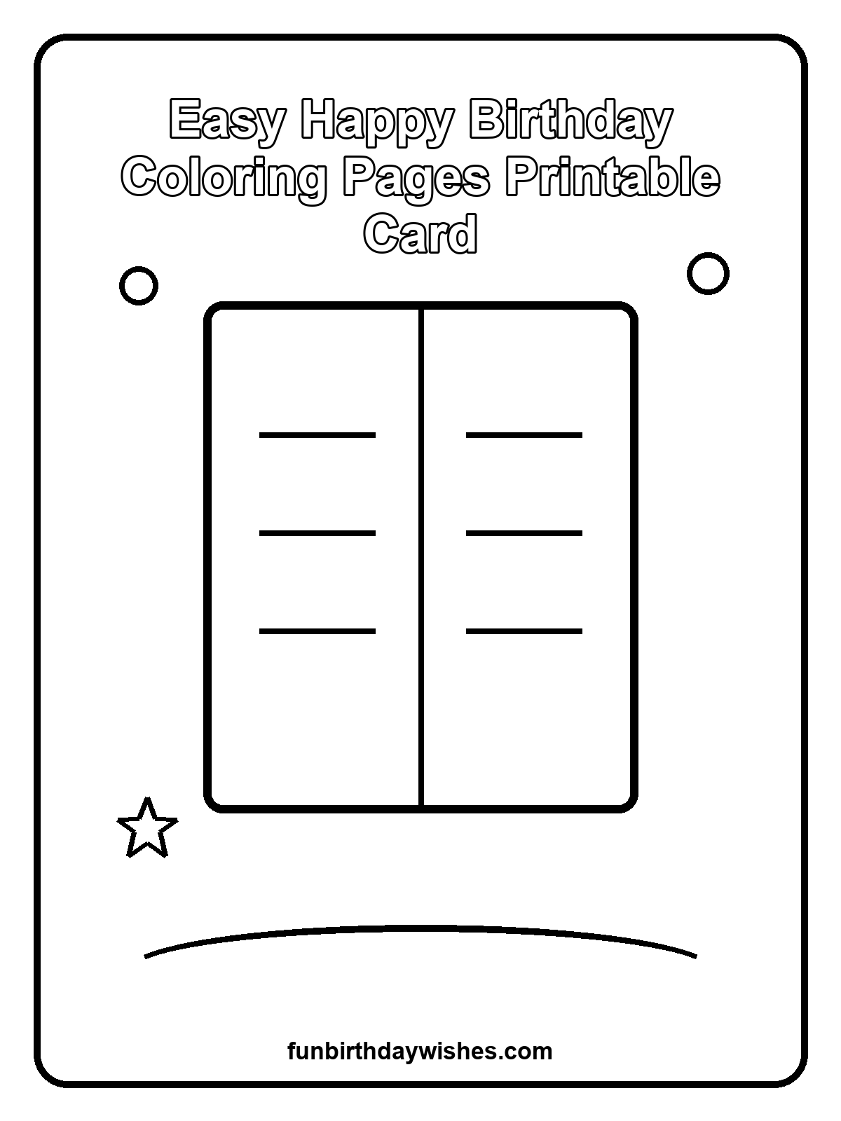 Easy Happy Birthday Coloring Pages Printable Card