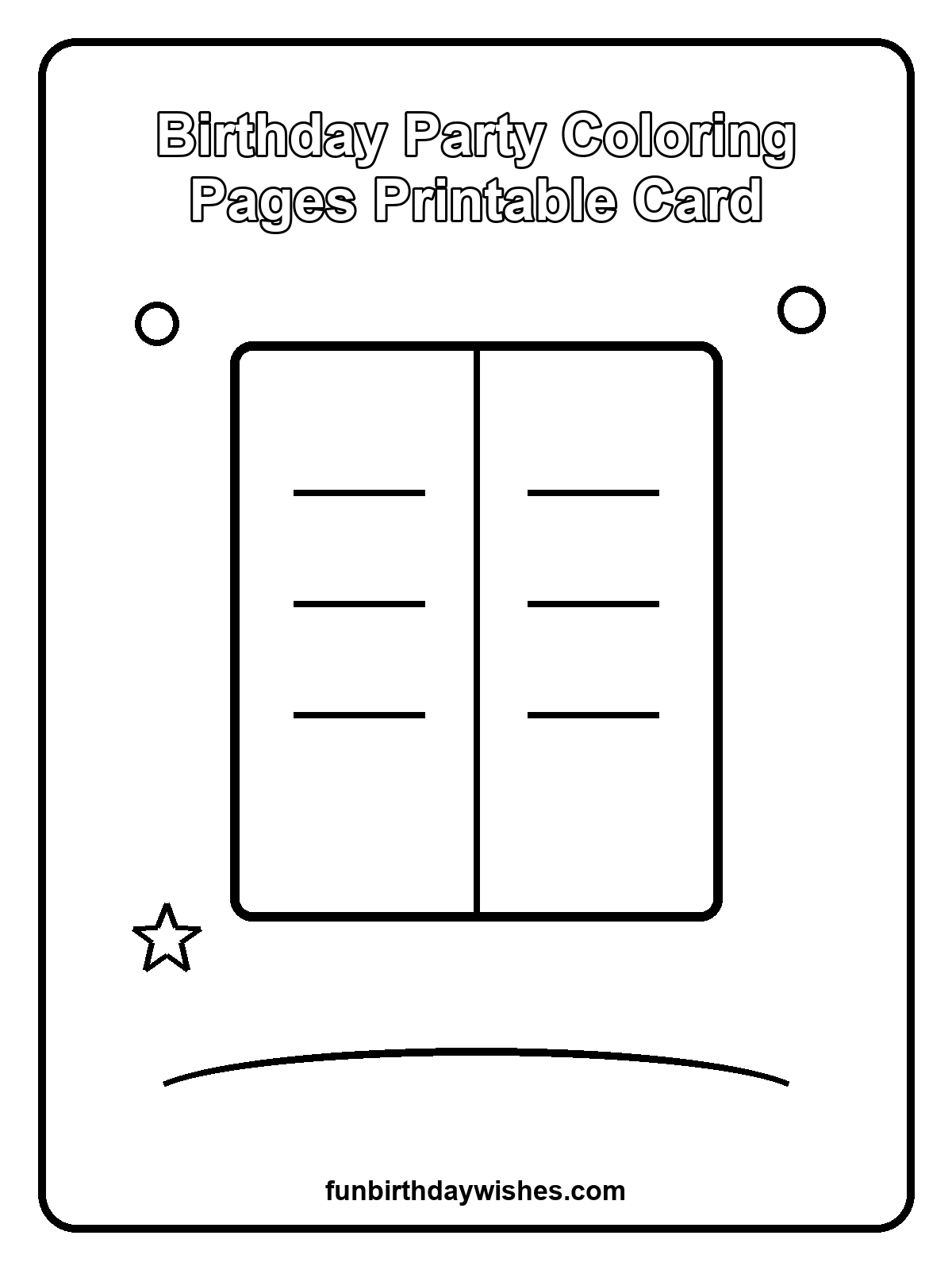 Birthday Party Coloring Pages Printable Card