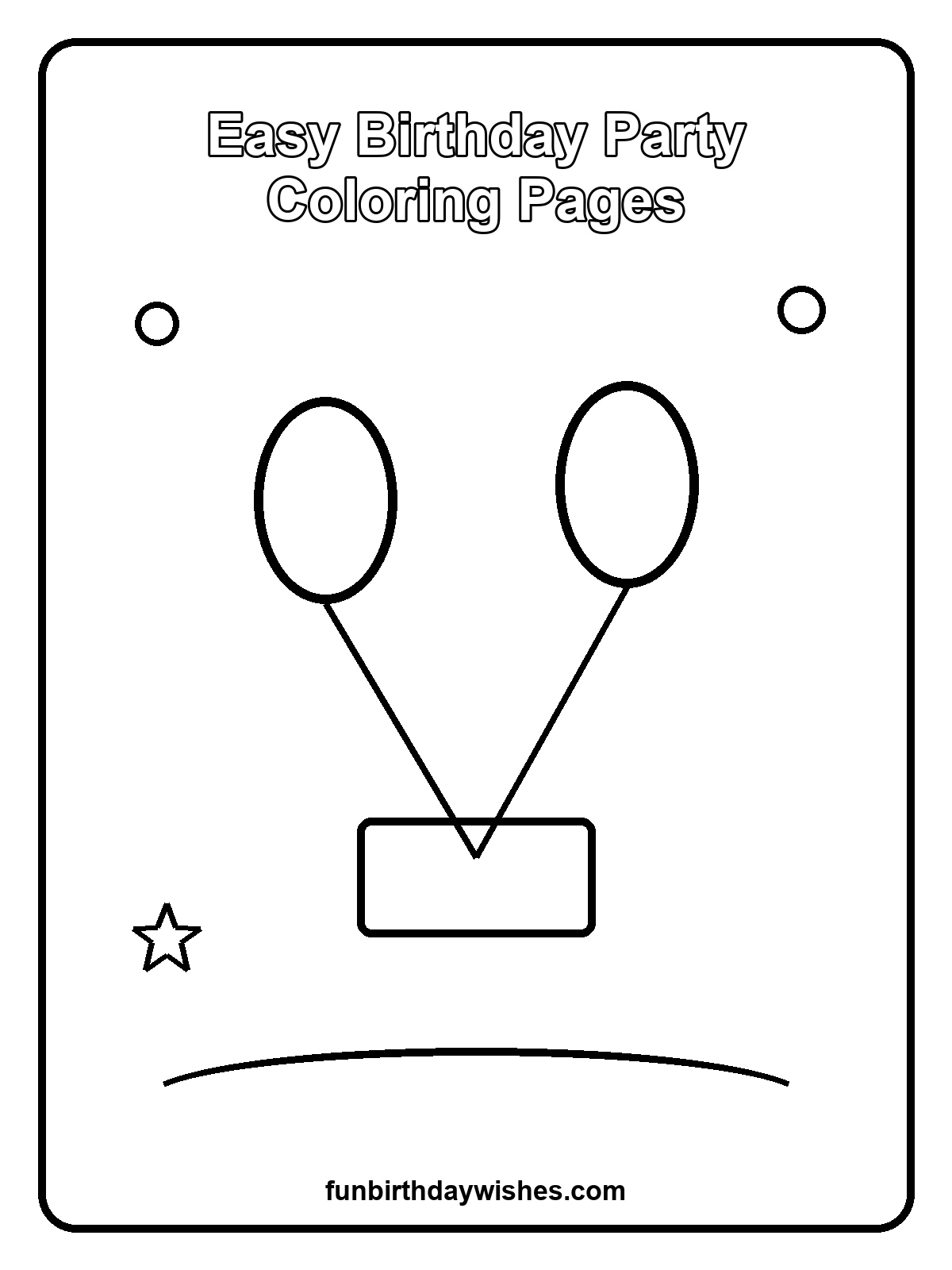 Easy Birthday Party Coloring Pages